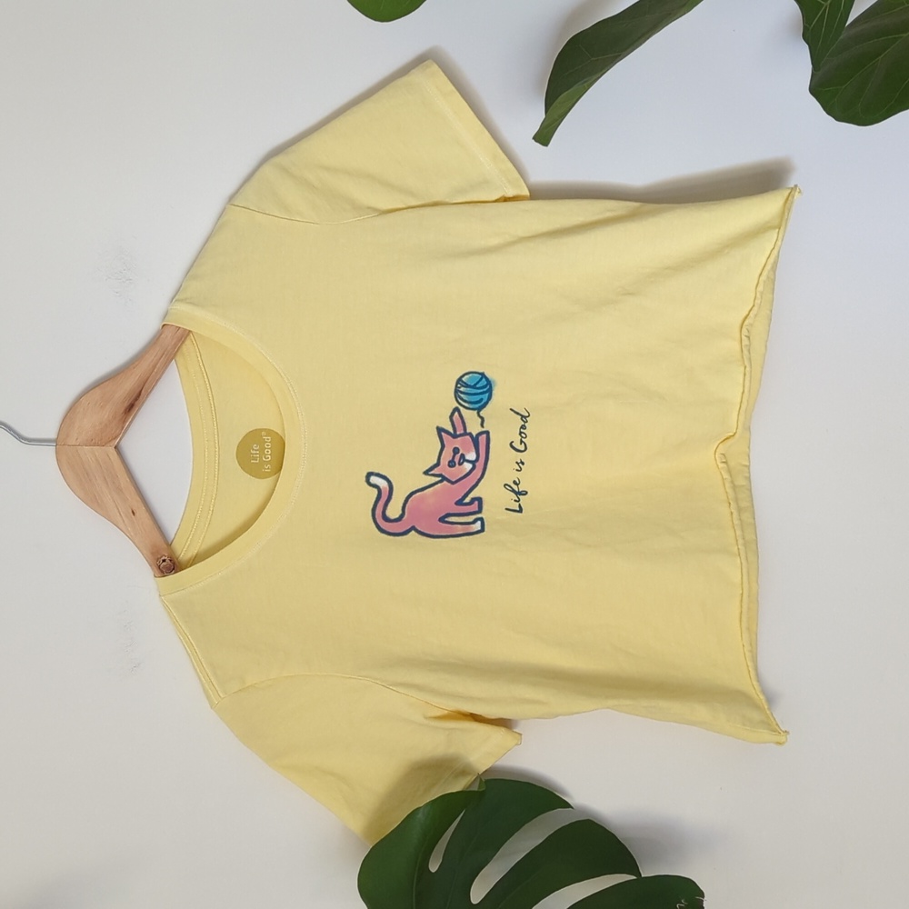 Life is Good | Short Sleeve Cat Crop Top